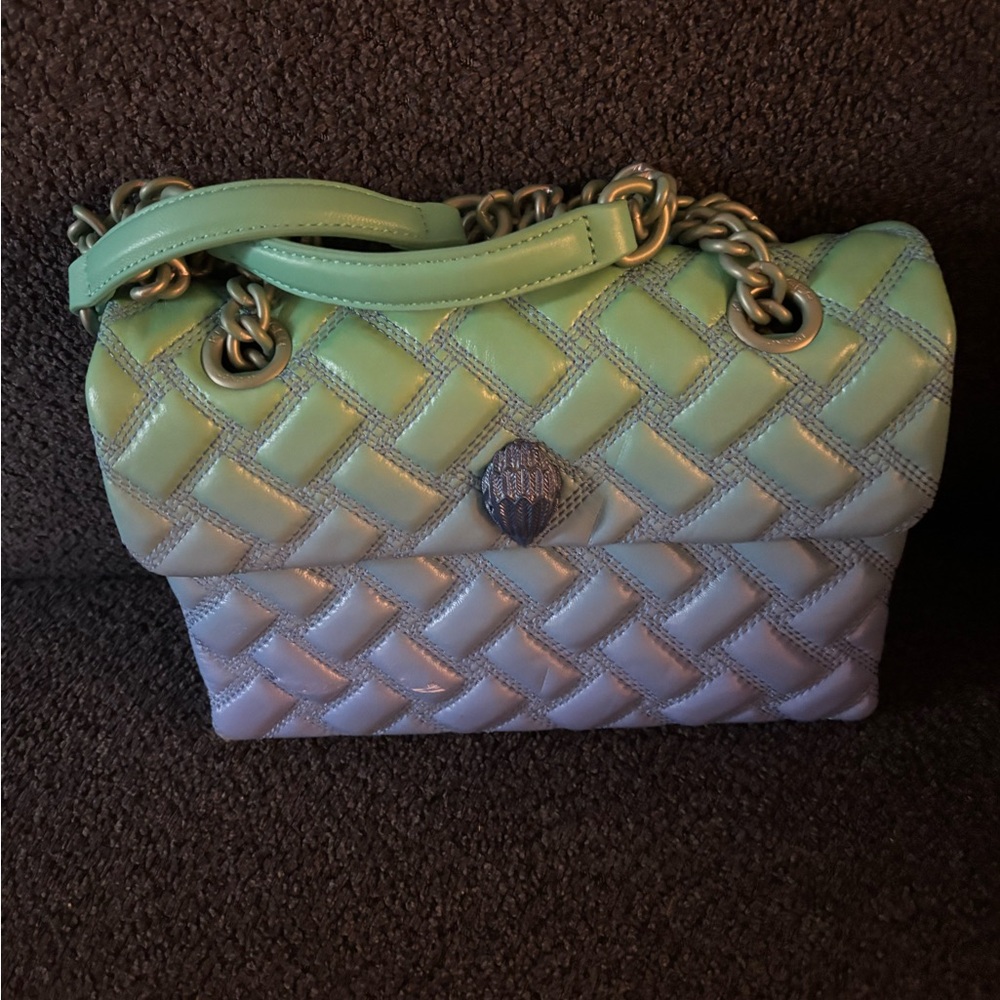 Kurt Geiger Green and Gray Woven Shoulder Bag